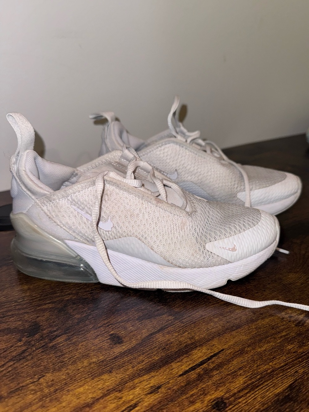 Nike Kids Beige and White Air Max-Style Sneakers